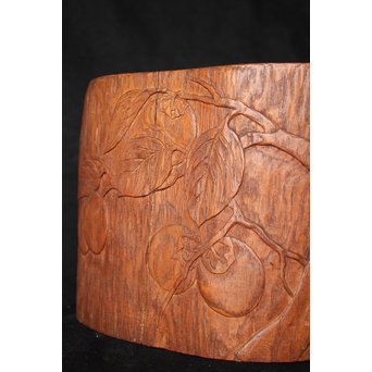 柿 漢詩《悠然得佳趣》火鉢　X158 