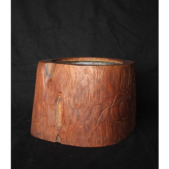 柿 漢詩《悠然得佳趣》火鉢　X158 