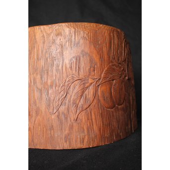 柿 漢詩《悠然得佳趣》火鉢　X158 