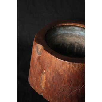 柿 漢詩《悠然得佳趣》火鉢　X158 