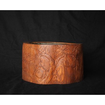 柿 漢詩《悠然得佳趣》火鉢　X158 