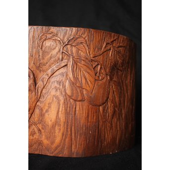 柿 漢詩《悠然得佳趣》火鉢　X158 