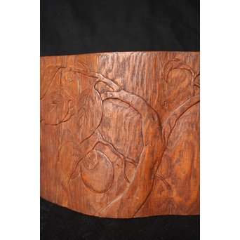 柿 漢詩《悠然得佳趣》火鉢　X158 