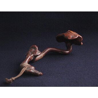 霊芝 木彫如意　X162 