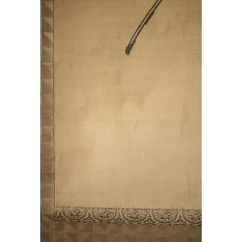 無銘 《枯木寒鳥之図》 絹本水墨 掛軸　Z183 