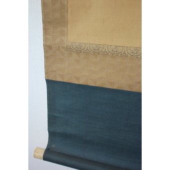 無銘 《枯木寒鳥之図》 絹本水墨 掛軸　Z183 