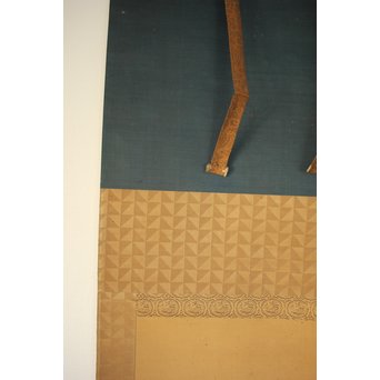 無銘 《枯木寒鳥之図》 絹本水墨 掛軸　Z183 