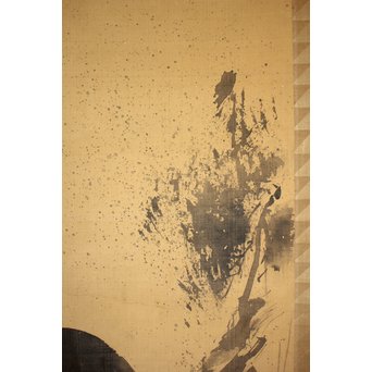 無銘 《枯木寒鳥之図》 絹本水墨 掛軸　Z183 