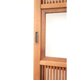 稀少サイズ 障子枠付 白木格子戸 2枚1組　L1007 