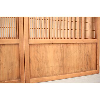 稀少サイズ 障子枠付 白木格子戸 2枚1組　L1007 