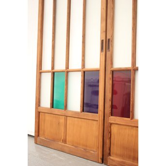 透かしと色ガラスの建具 2枚1組　GD1254 