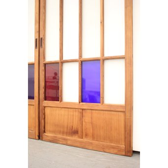 透かしと色ガラスの建具 2枚1組　GD1254 