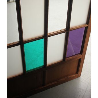 透かしと色ガラスの建具 2枚1組　GD1254 