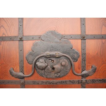 総欅巾着金具格子蔵戸　W978YD 