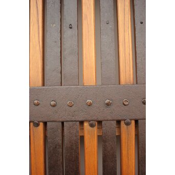 重厚鉄金具 欅格子蔵戸　W979Y 