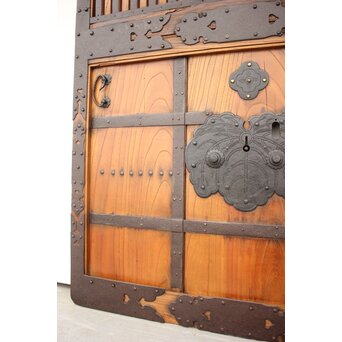 重厚鉄金具 欅格子蔵戸　W979Y 