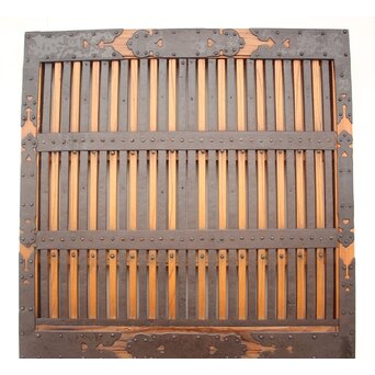 重厚鉄金具 欅格子蔵戸　W979Y 