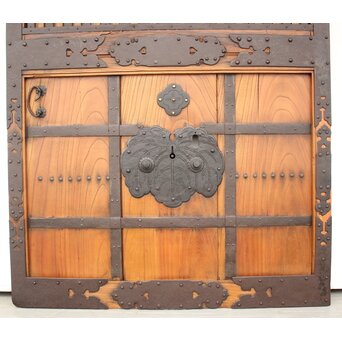 重厚鉄金具 欅格子蔵戸　W979Y 