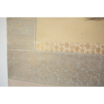 倣 松林桂月《野含時雨潤山雑夏雲多》絹本掛軸　Z184 