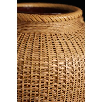 福田竹勇斎 白竹壺型竹籠　U120 