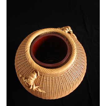 福田竹勇斎 白竹壺型竹籠　U120 