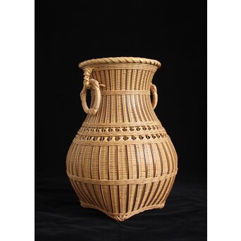 在銘 白竹花竹籠　U121