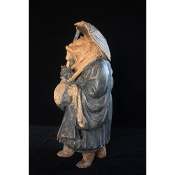 木彫 法衣を纏う狸　X171 