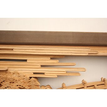 籠瀬露風 神代杉枠 楠木彫欄間 2枚1組　R2499Y 