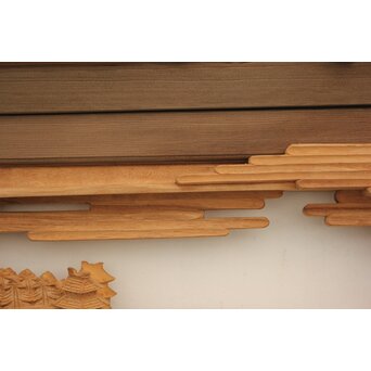 籠瀬露風 神代杉枠 楠木彫欄間 2枚1組　R2499Y 