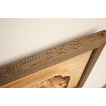 籠瀬露風 神代杉枠 楠木彫欄間 2枚1組　R2499Y 