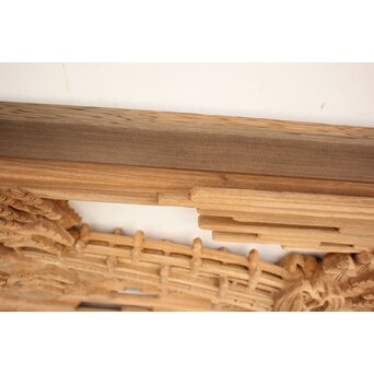 籠瀬露風 神代杉枠 楠木彫欄間 2枚1組　R2499Y 