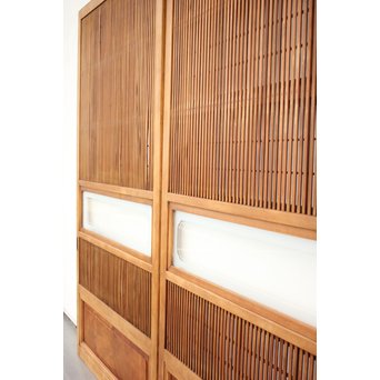 障子枠付 デザインガラス 格子戸 2枚1組　L1011 