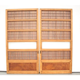 障子枠付 デザインガラス 格子戸 2枚1組　L1011 