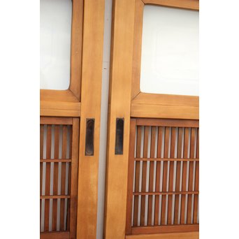 障子枠付 デザインガラス 格子戸 2枚1組　L1011 