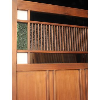 色ガラスの格子雪隠戸　GD1255 4隅には乳白色ガラス