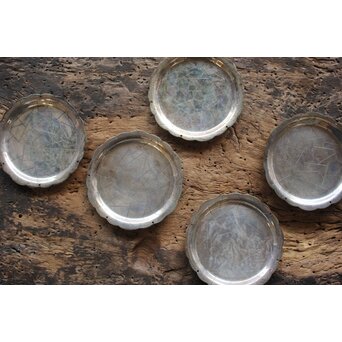 尚美堂 氷裂紋銀色菓子盆　M157