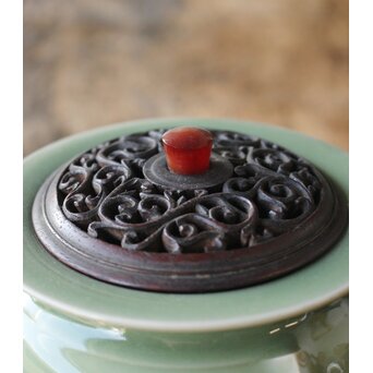 五代 清水六兵衛 青磁袴腰香爐　P158 