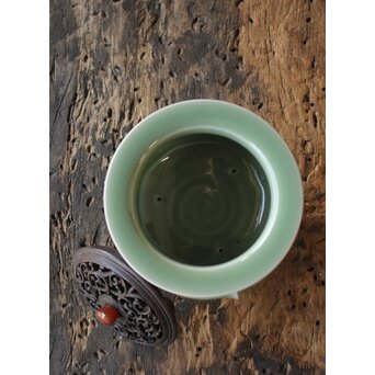 五代 清水六兵衛 青磁袴腰香爐　P158 