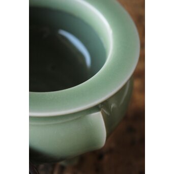 五代 清水六兵衛 青磁袴腰香爐　P158 