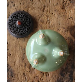 五代 清水六兵衛 青磁袴腰香爐　P158 