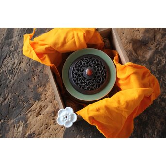 五代 清水六兵衛 青磁袴腰香爐　P158 