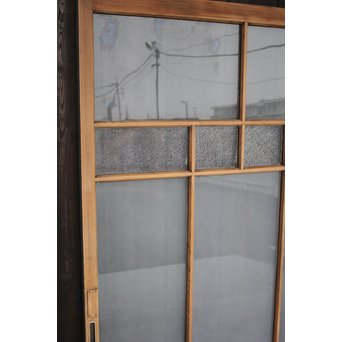 白いアンティークガラス戸　D177 