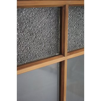 白いアンティークガラス戸　D177 