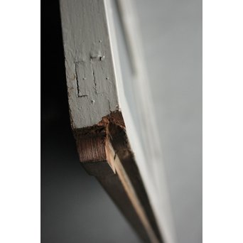 白いアンティークガラス戸　D177 