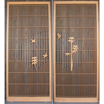 竹雀の格子建具 2枚1組　L1014Y 