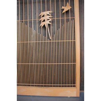 竹雀の格子建具 2枚1組　L1014Y 