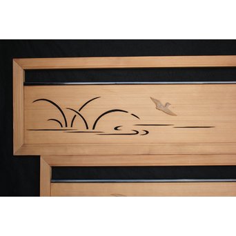 水禽籠 木彫透かし欄間 2枚1組　R2505 