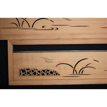 水禽籠 木彫透かし欄間 2枚1組　R2505 