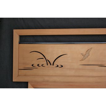 水禽籠 木彫透かし欄間 2枚1組　R2505 