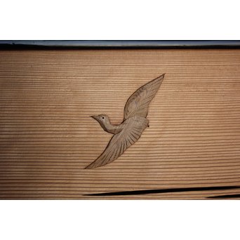 水禽籠 木彫透かし欄間 2枚1組　R2505 